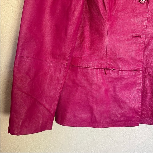 🩷Hot Pink Fuchsia Leather Blazer - Picture 6 of 15